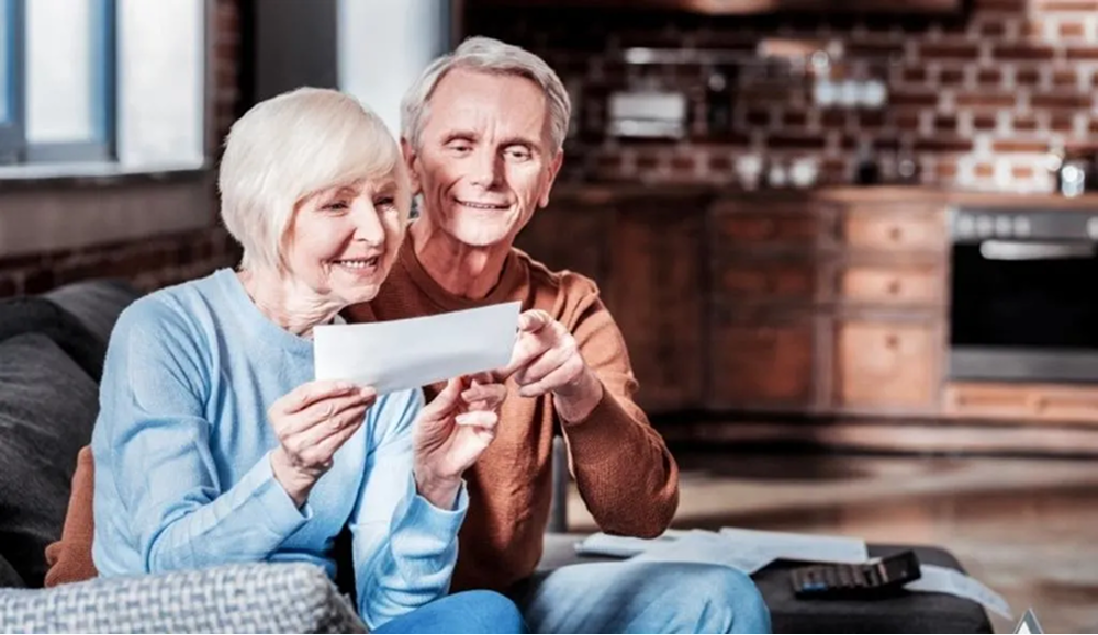 Elderly couple smiling